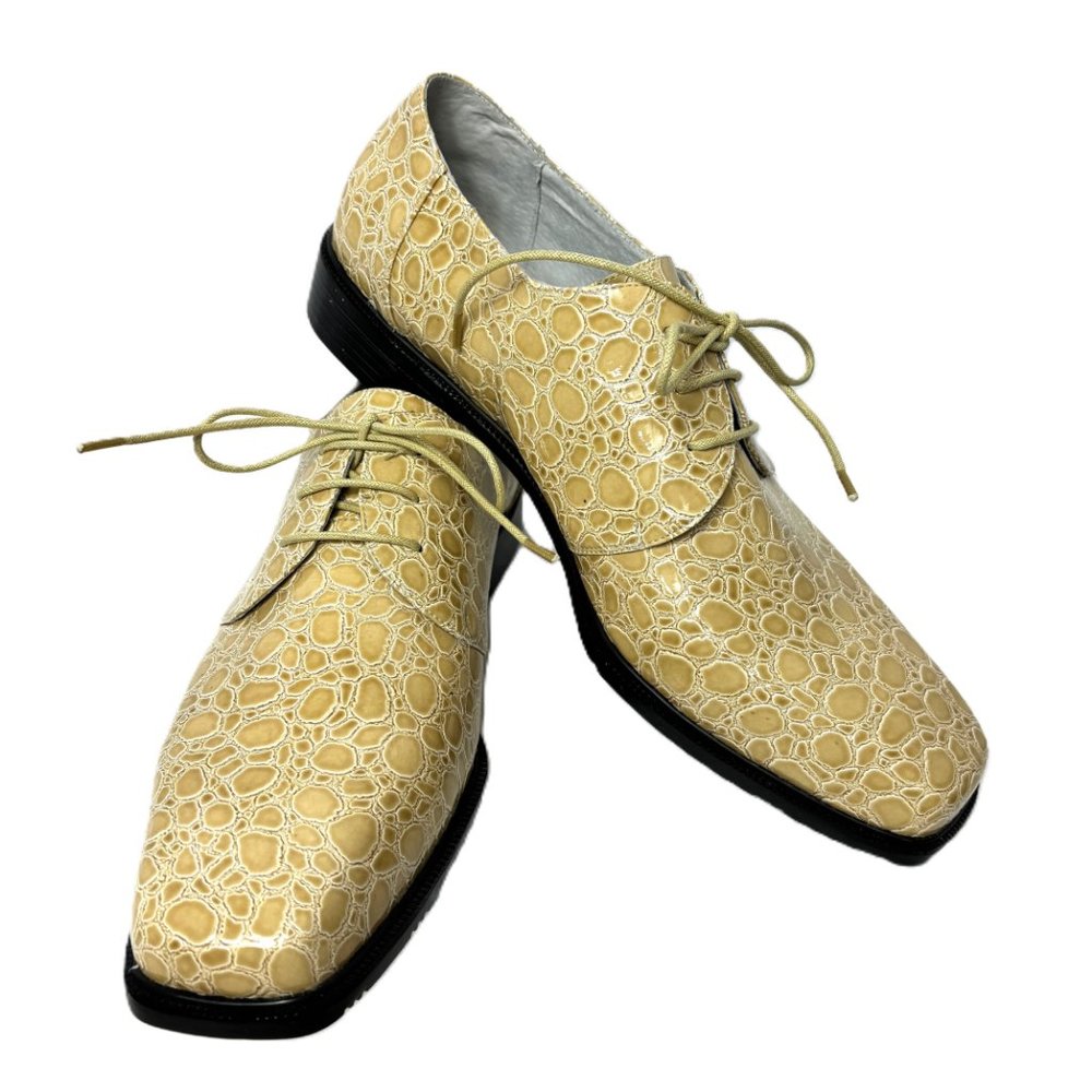 Vintage Faux Alligator Oxford Formal Dress Tan Zoot Suit Shoe Rare OOAK NWOT